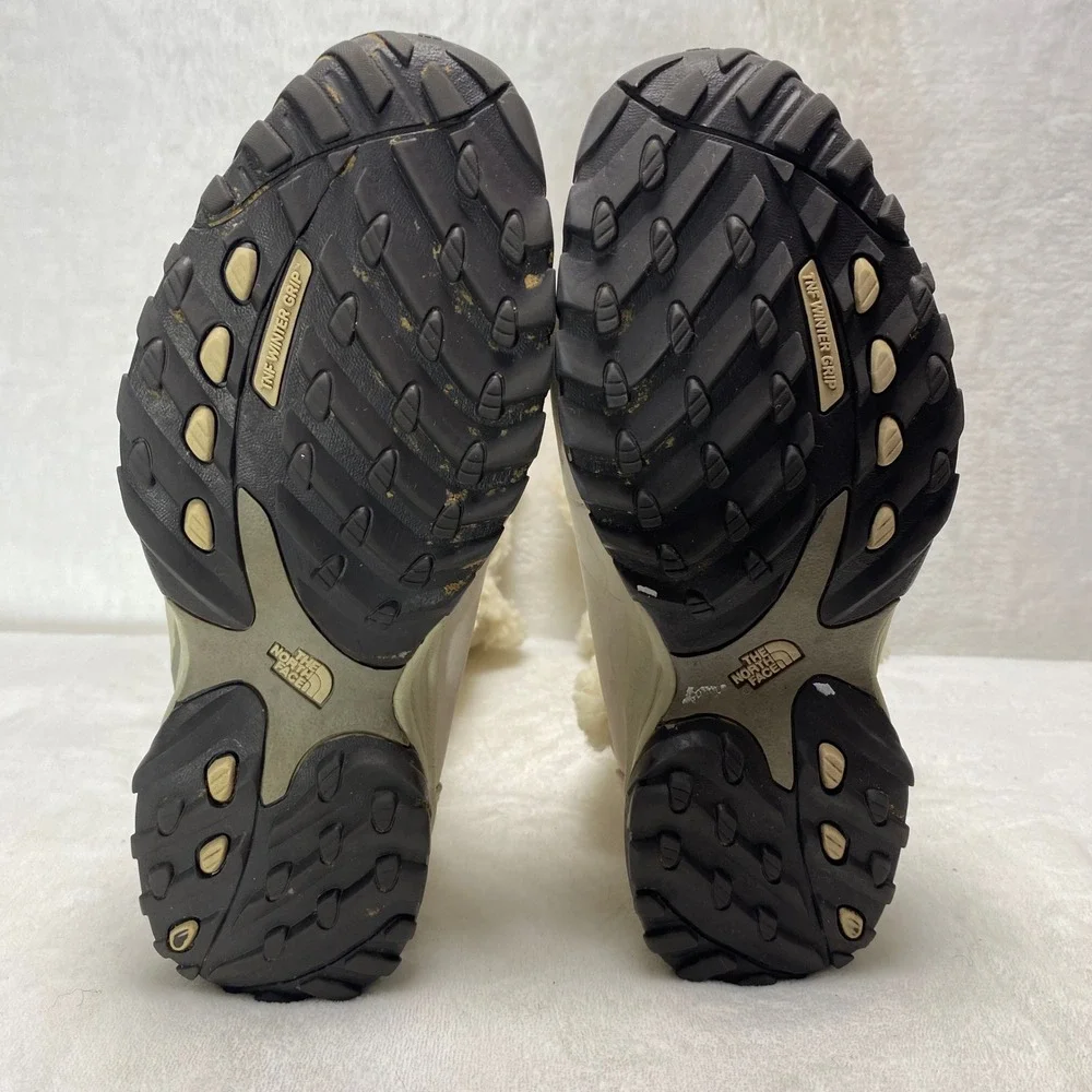 The North Face Womens Insulated Primaloft Shearling Boots Cream Suede  7‎